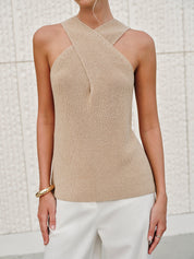 Halter Cross-Over Collar Tank Top