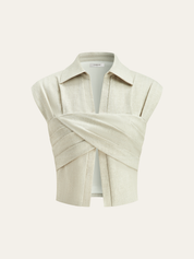 Cotton Linen Wrap Top & Pleated Pants Set