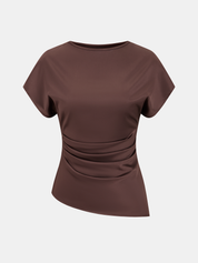 Ruched Asymmetrical Top & Midi Skirt Set