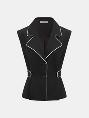 Contrast Trim Blazer Vest & Pants Set