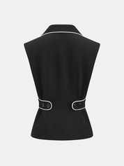 Contrast Trim Blazer Vest & Pants Set