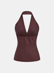 Pinstriped Halter Top & Wide Leg Pants Set