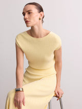 Cap Sleeve Ribbed Knit Top