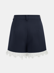 Lace Trim Blazer Vest & Shorts Set