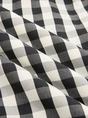 Gingham High-Waisted Pleated Midi Skirt