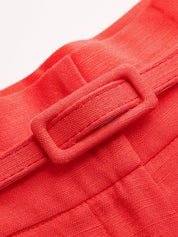 Linen Blend Belted Pleated Shorts