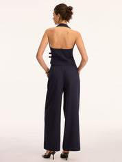 Halter Double Buckle Top & Pleated Pants Set