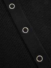 Sleeveless Button Front Bodycon Knit Dress