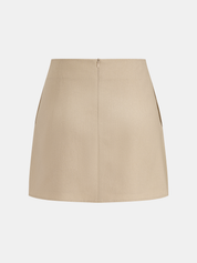 Linen Blend Vest & Pleated Mini Skirt Set