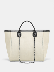 Chain Strap Canvas Tote Handbag