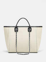 Chain Strap Canvas Tote Handbag
