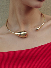 Minimalist Open Teardrop Torque Necklace