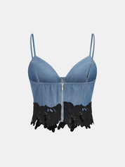 Lace Trim Cropped Cami Top