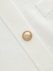 Metal Button Collared Sleeveless Knit Top