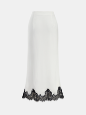 Knot Button Satin Lace Split Maxi Skirt