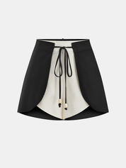 Cotton Linen Two-Tone Drawstring Shorts