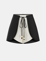 Cotton Linen Two-Tone Drawstring Shorts