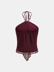 Shell Decor Halter Chiffon Tank Top