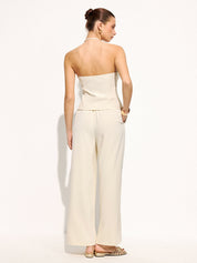 Bead Detail Asymmetric Halter Top & Pants Set