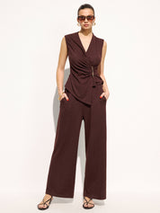 Metal Detail Ruched Top & Pants Set