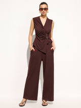 Metal Detail Ruched Top & Pants Set