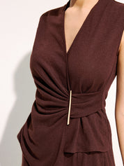 Metal Detail Ruched Top & Pants Set