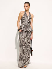 Zebra Print Halter Vest & Pants Set