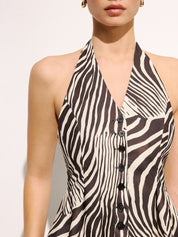 Zebra Print Halter Vest & Pants Set