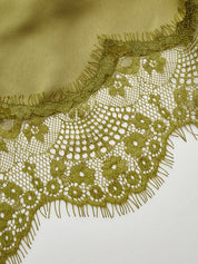 Lace Trim Asymmetrical Hem Satin Cami Top