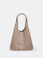 Perforated Floral Large Hobo Bag