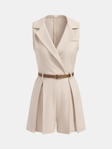 Sleeveless Blazer Style Belted Romper