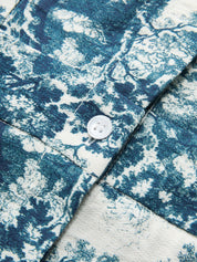 Toile Print Buttoned Collared Maxi Dress