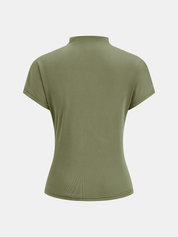 Ruched Mock Neck Short Sleeve Top