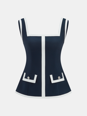 Contrast Trim Strappy Top & Mini Skirt Set