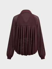 Long Sleeve V-Neck Sheer Loose Blouse