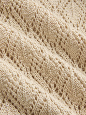 Openwork Knitted Crew Neck Vest