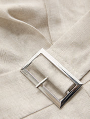 Cotton Linen One Shoulder Belted Top & Pants Set
