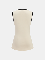 Contrast Trim Horsebit Sleeveless Knit Top