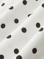 Polka Dot Halter Decorative Button Tie-Back Top