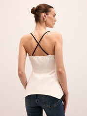 Metal Button Peplum Cami Top