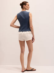 Lace Hem Button Front Slim Vest