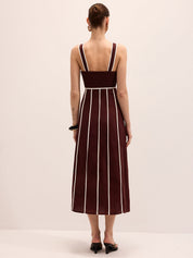 Linen Blend Striped Cami Midi Dress