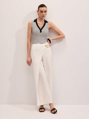 Metal Buckle Wrap Wide Leg Pants