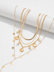 Multi Layer Seashell Disc Charm Necklace