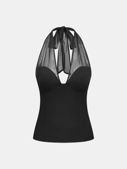 Sheer Halter Neck Top & Shorts Set