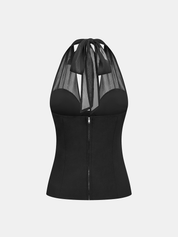 Sheer Halter Neck Top & Shorts Set