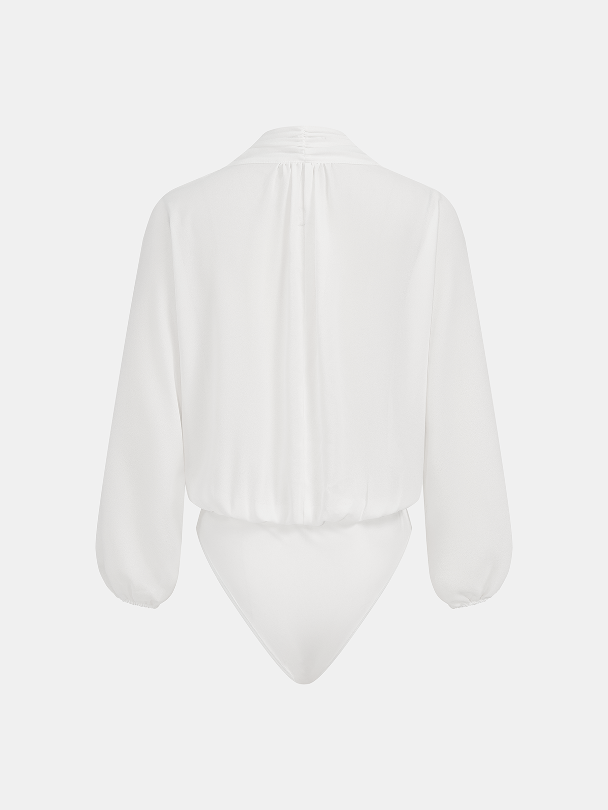 Puff Sleeve Draped Deep V-Neck Bodysuit