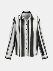 Vertical Striped Shirt & Drawstring Mini Skirt Set