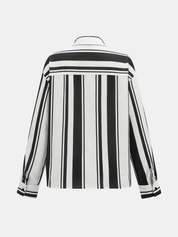 Vertical Striped Shirt & Drawstring Mini Skirt Set