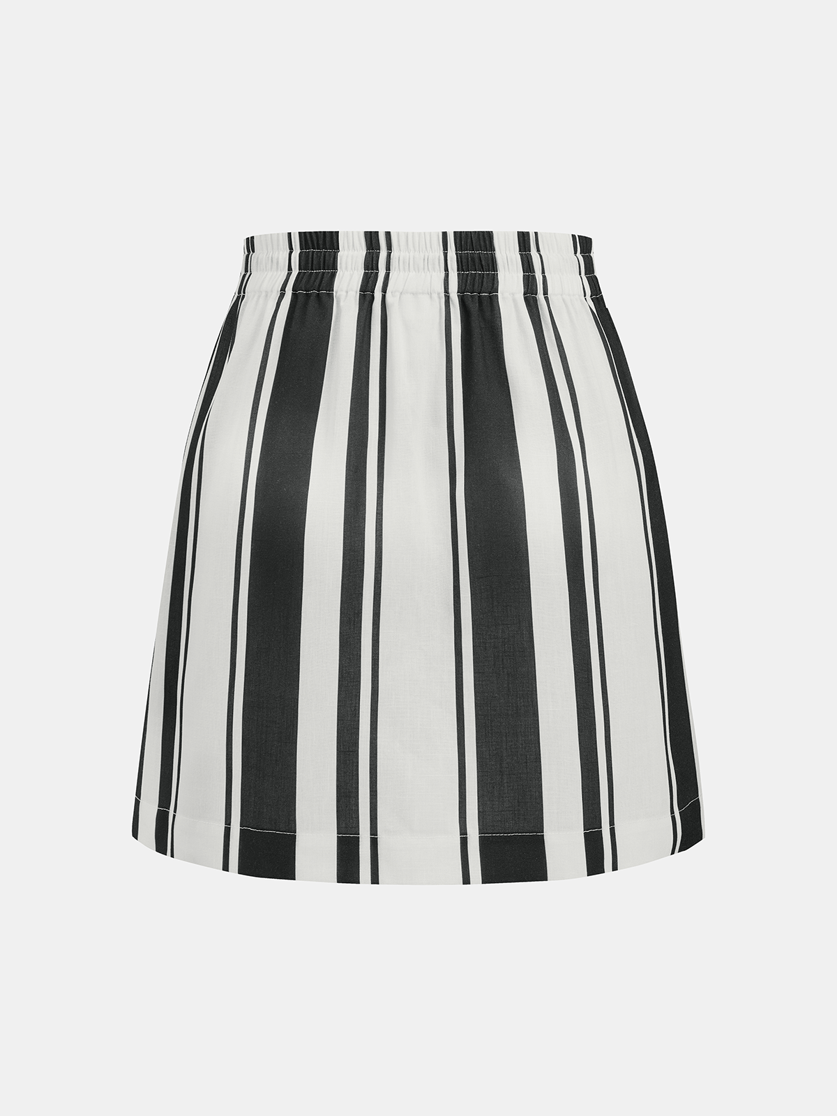 Vertical Striped Shirt & Drawstring Mini Skirt Set